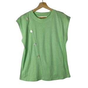 SFERA Basic Mint Green Button Front Cap Short Sleeve T-Shirt S